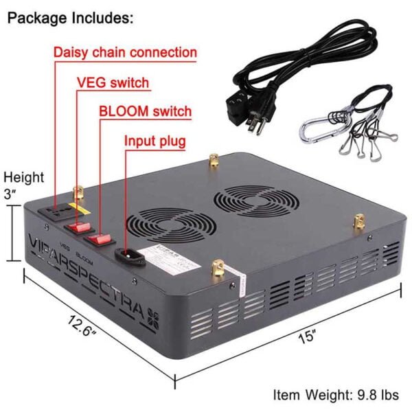 Panel led Reacondicionado Viparspectra V600 Espectro completo Control Vege y Bloom - Imagen 3